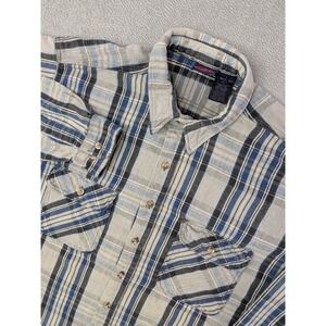 Dakota Men's Tall Plaid Flannel Shirt 2XL Blue Gray Black Long Sleeve Pockets